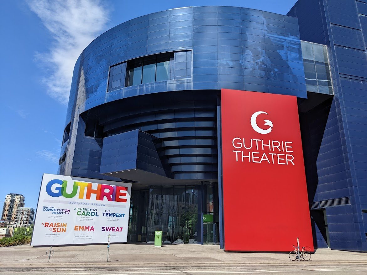 The cobalt-blue facade of the Guthrie Theater in Minneapolis