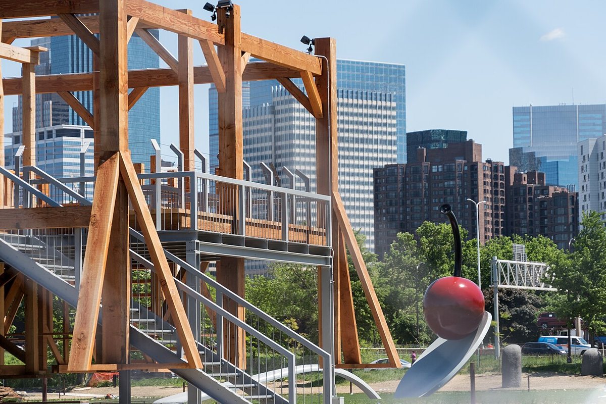 The Spoonbridge and Cherry sculpture in the Minneapolis Sculpture Garden at the Walker Art Center