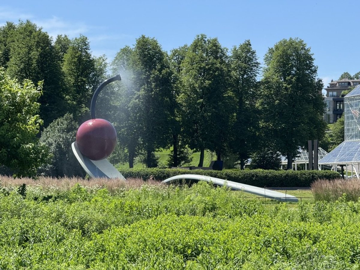 Spoonbridge and Cherry sculpture at the Minneapolis Sculpture Garden by the Walker