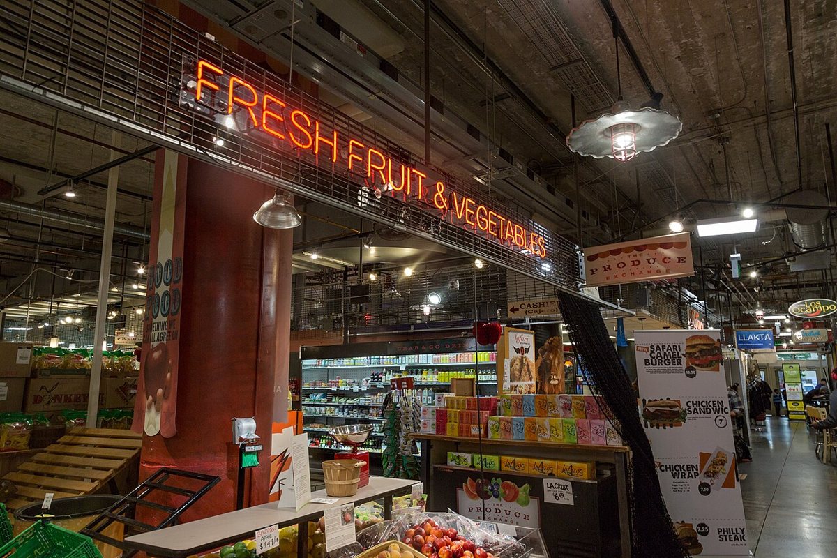 Food stalls inside the Midtown Global Market on Lake Street in Minneapolis